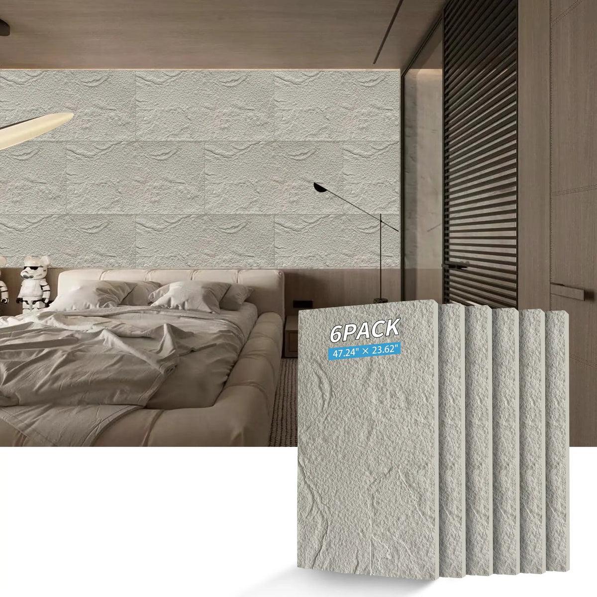 3D Faux Stone Wall Panels - 6 PCS PU Wainscoting, photo 2 of 8