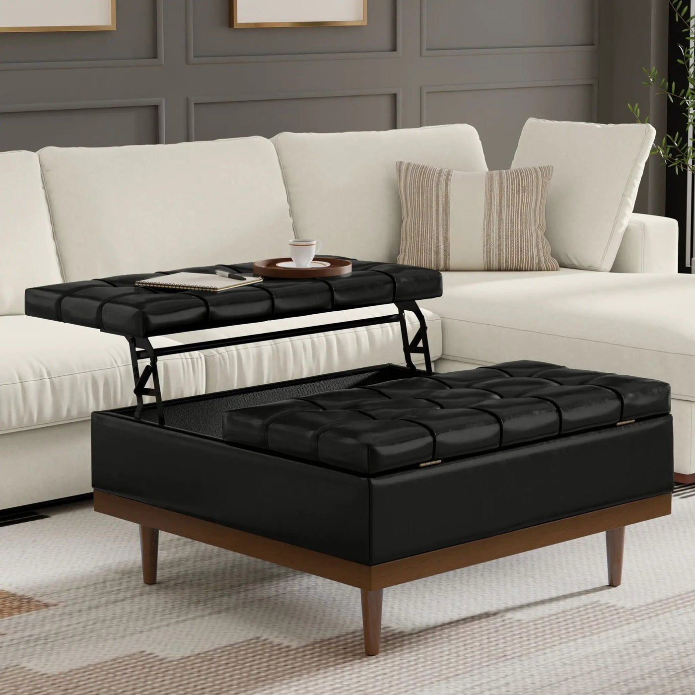 Mariah - Upholstered Lift Top Table Storage Ottoman by Unique Piece Furniture