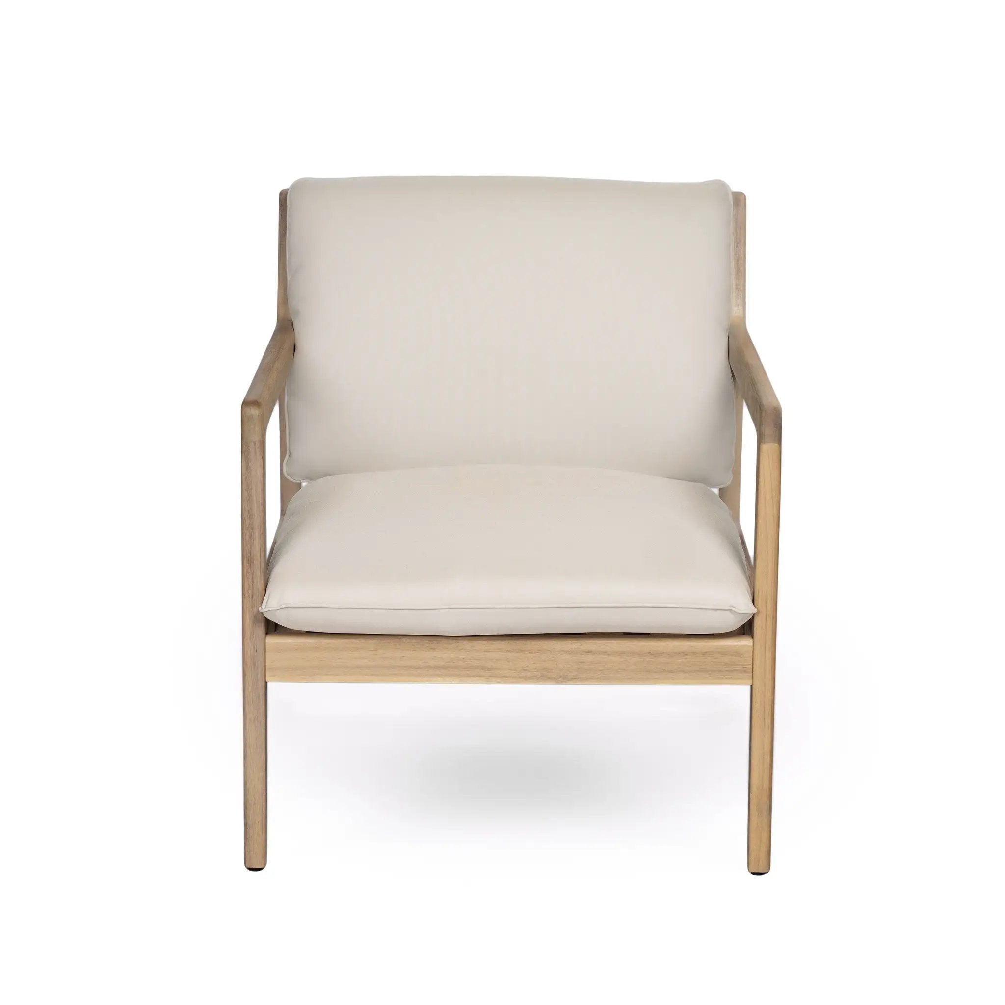 Outdoor Acacia Wood Armchair, Set of 2, Patio Club Chair with Cushions, Light Teak by HouseOfZazla