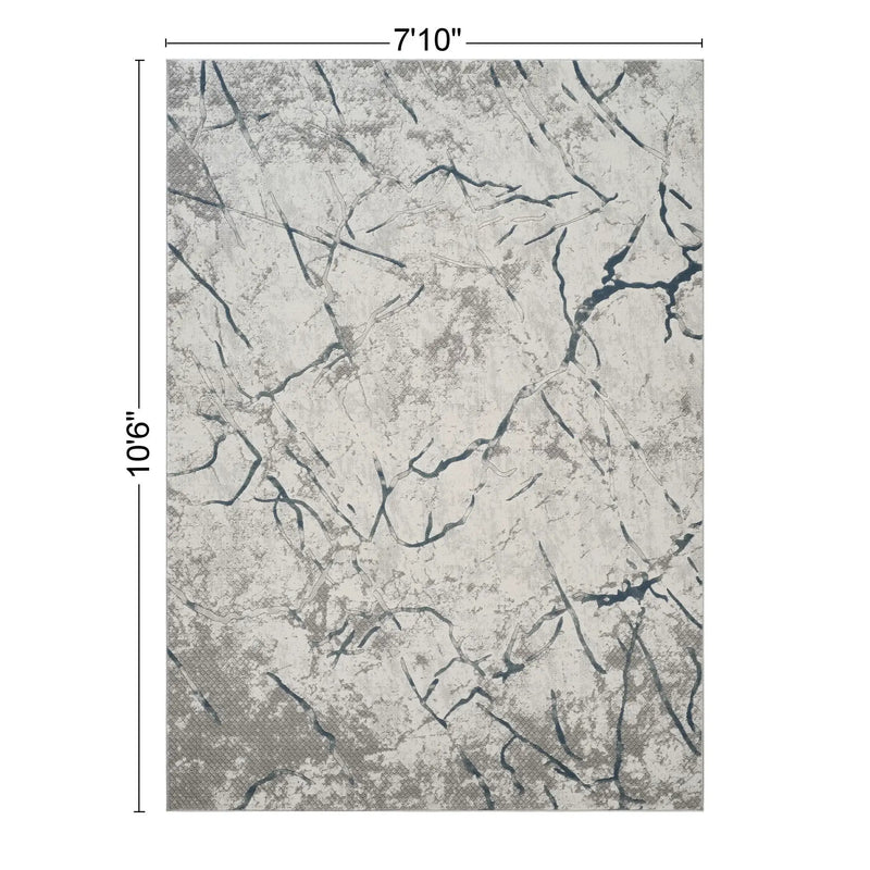 Geometrix - 7'10" X 10'6" Area Rug, Geometric 3D Effect - Ivory / Gray by Unique Piece Furniture