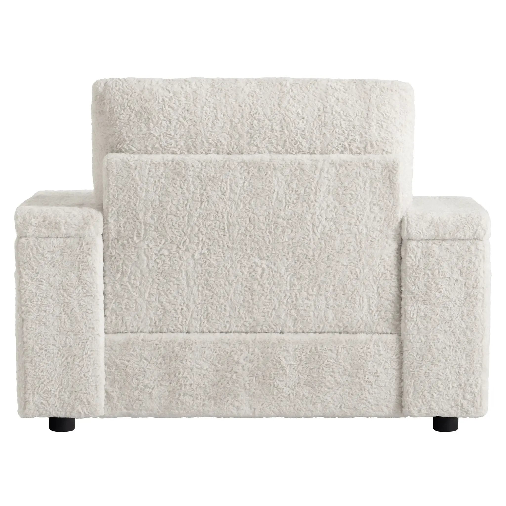 Oversized Chaise Lounge Indoor Rabbit Fur Sofa Bed With Storage Ottoman And Armrests Cup Holders With Deep Seat by HouseOfZazla