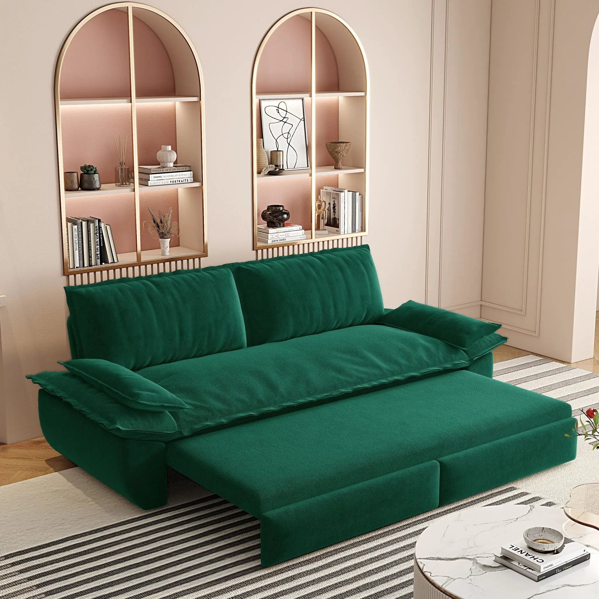 Queen Pull Out 3 In 1 Convertible Sleeper Sofa, Multi-Functional by HouseOfZazla