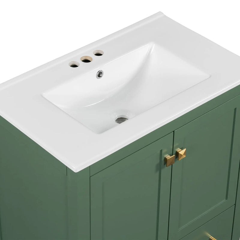 Bathroom Vanity With Single Sink, Combo Cabinet Undermount Sink, Bathroom Storage Cabinet With 2 Doors And A Drawer, Soft Closing, Multifunctional Storage, Solid Wood Frame by HouseOfZazla