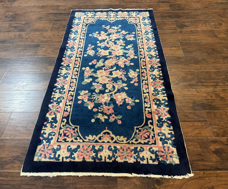 Chinese Rug 3x6, Peking Rug, Blue Chinese Wool Rug, Fete Rug by Jewel Rugs