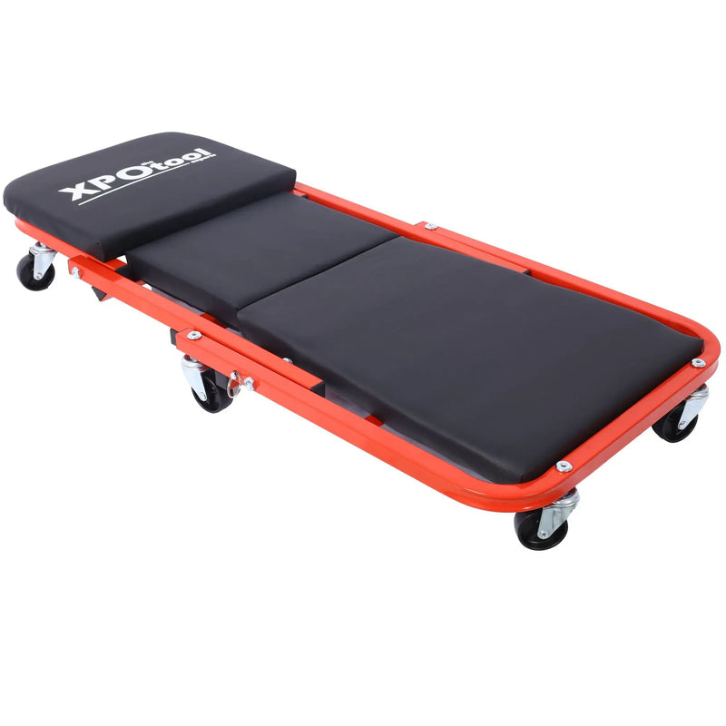 Mechanic Creeper, Z Creeper Seat 2 In 1 Low Profile With 6 Wheels Steel Vinyl - Red by HouseOfZazla