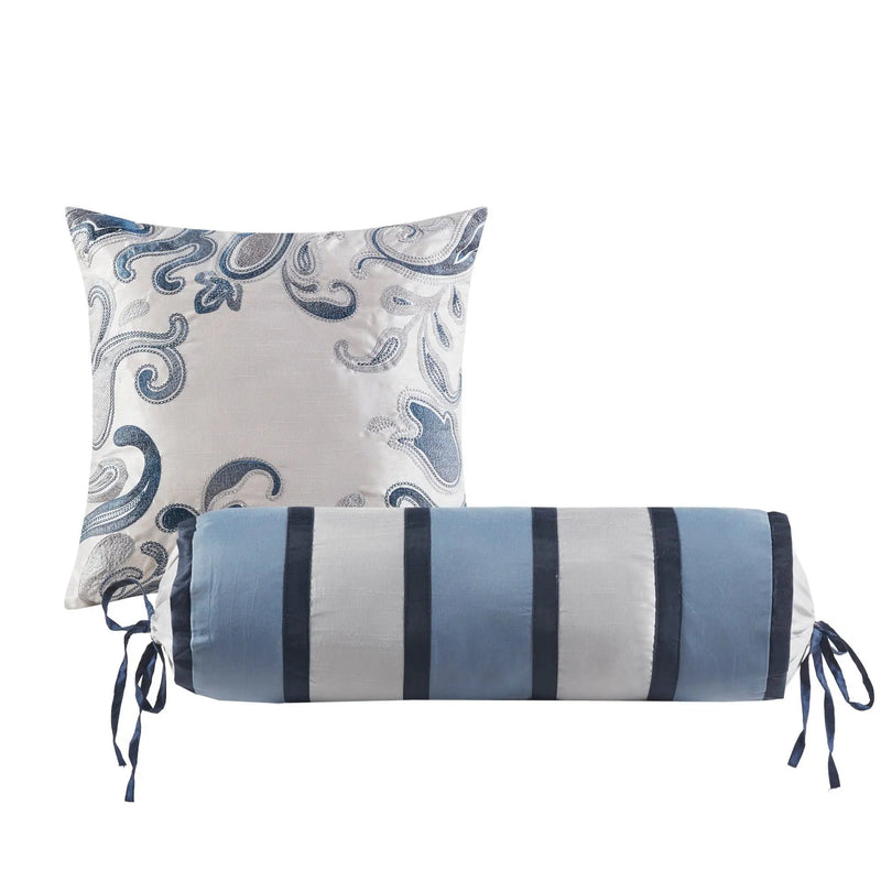 12 Piece Comforter Set with Cotton Bed Sheets Navy Queen by HouseOfZazla