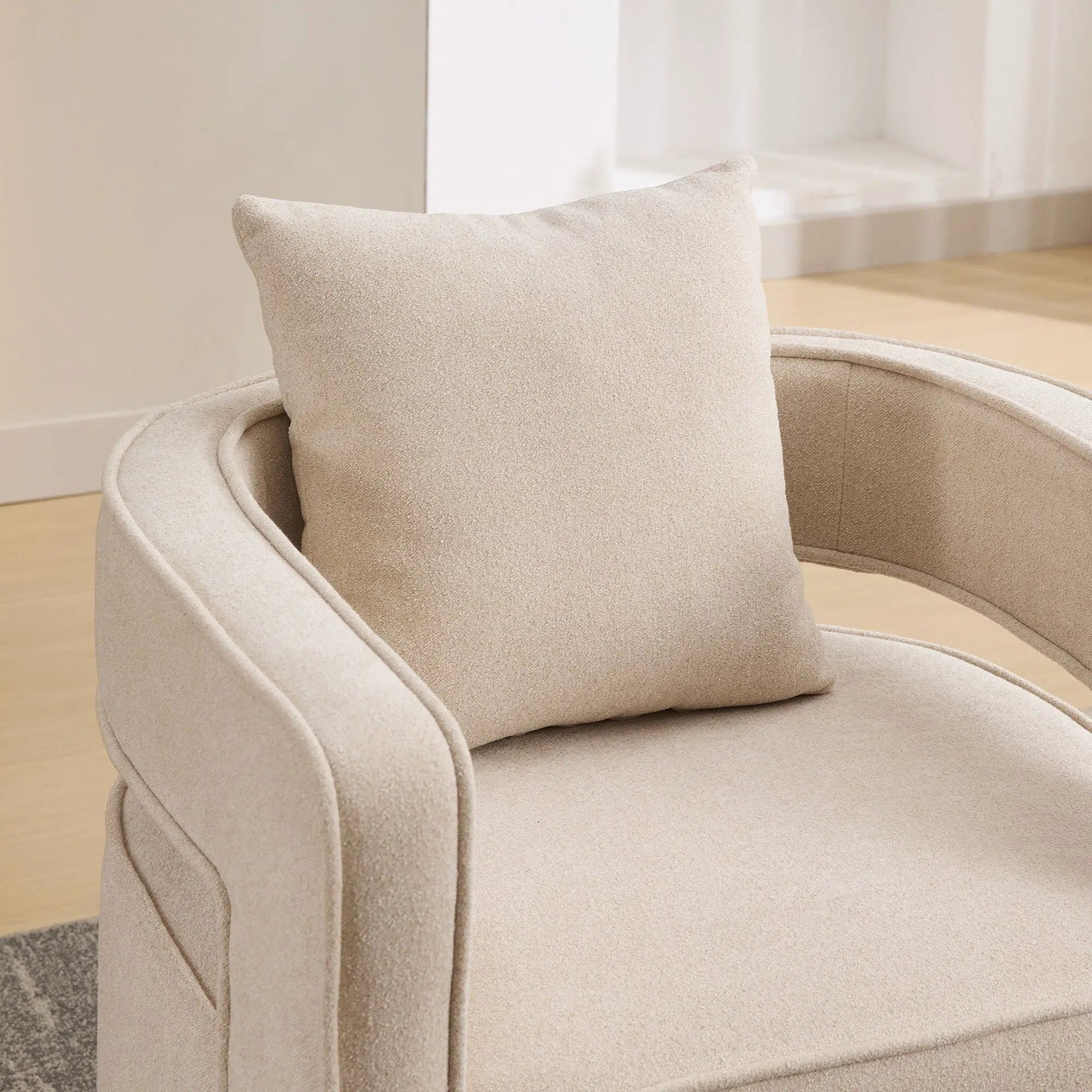 Swivel Accent Open Back Barrel Chair With Weathered Base by Unique Piece Furniture