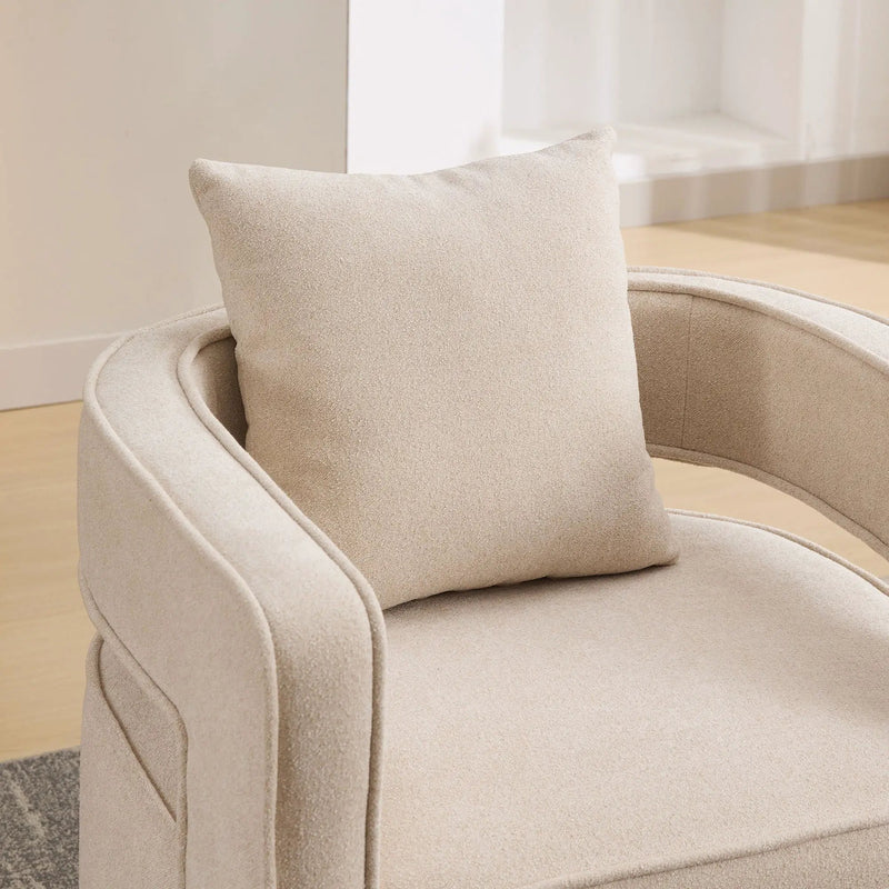 Swivel Accent Open Back Barrel Chair With Weathered Base