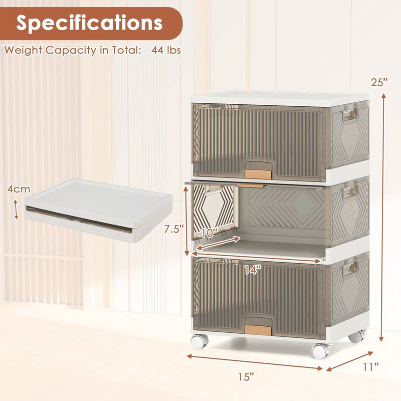 3/4/5/6-Cube Stackable Storage Bins with Detachable Wheels by DirectDeals