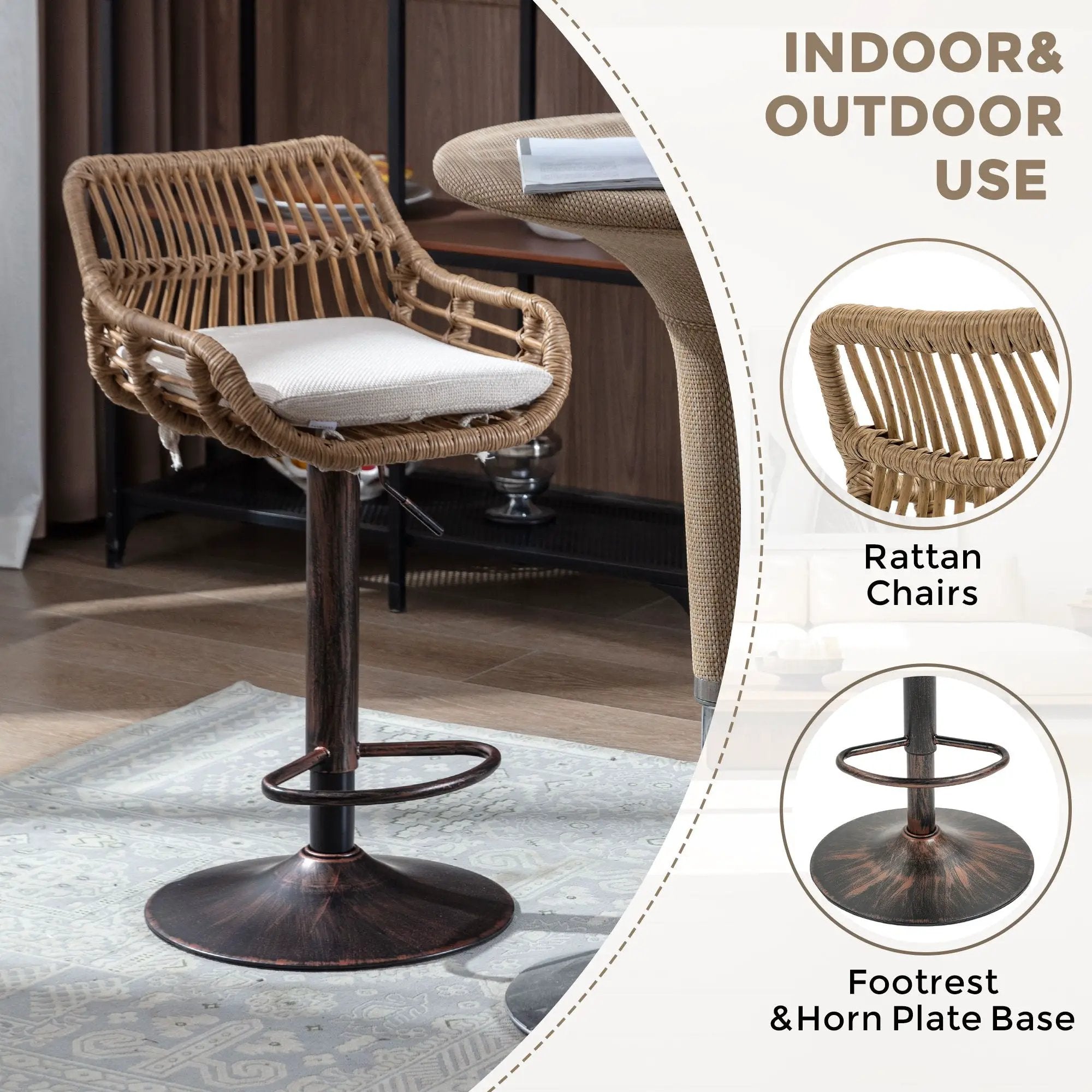 Modern Swivel Bar Stools Adjustable Counter Chairs With Footrest (Set of 2) by HouseOfZazla