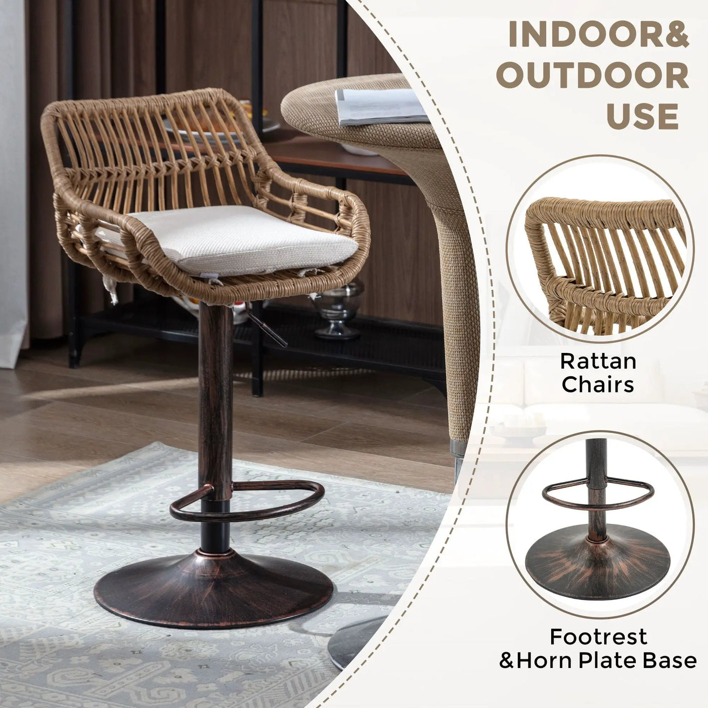 Modern Swivel Bar Stools Adjustable Counter Chairs With Footrest (Set of 2) by Unique Piece Furniture