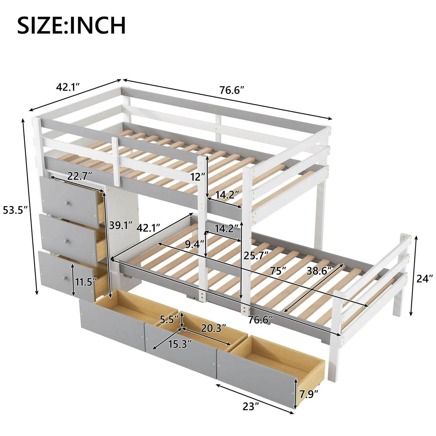 Loft Bunk Bed With Drawers And Ladder by HouseOfZazla