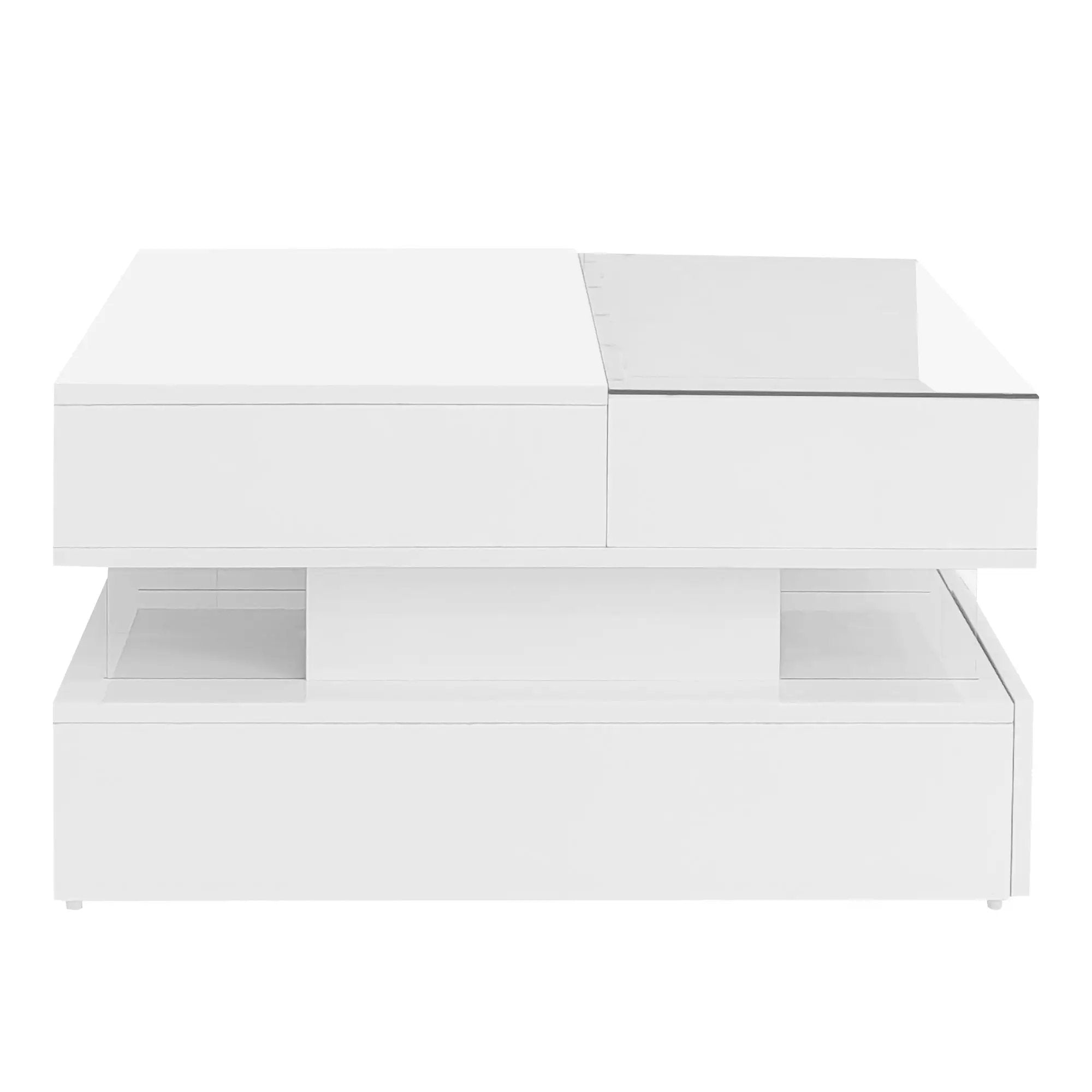 Lift Top Coffee Table With 2 Drawers, Hidden Space And LED Lights For Living Room by HouseOfZazla
