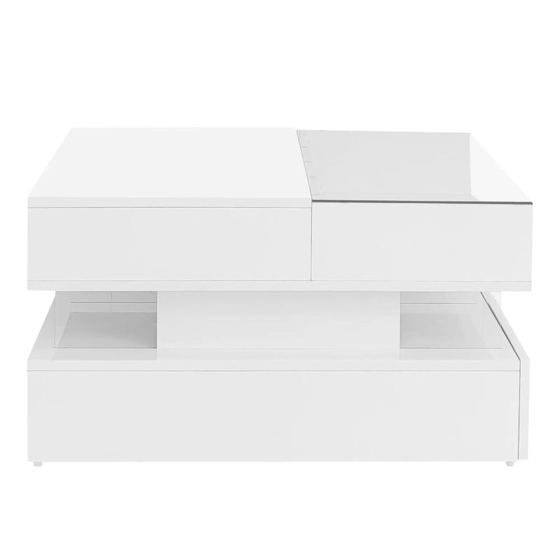 Lift Top Coffee Table With 2 Drawers, Hidden Space And LED Lights For Living Room by HouseOfZazla