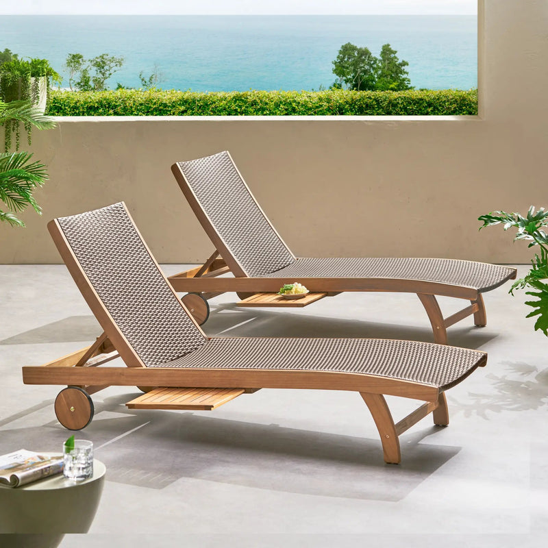 Banzai Chaise Lounge with Pull-Out Tray [Set of 2 Pcs] by HouseOfZazla
