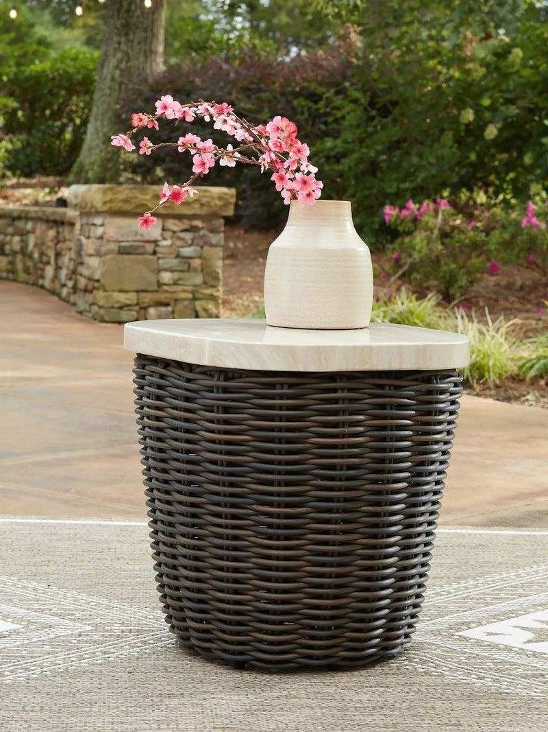 Kimora - Square End Table - Beige / Dark Brown by Unique Piece Furniture