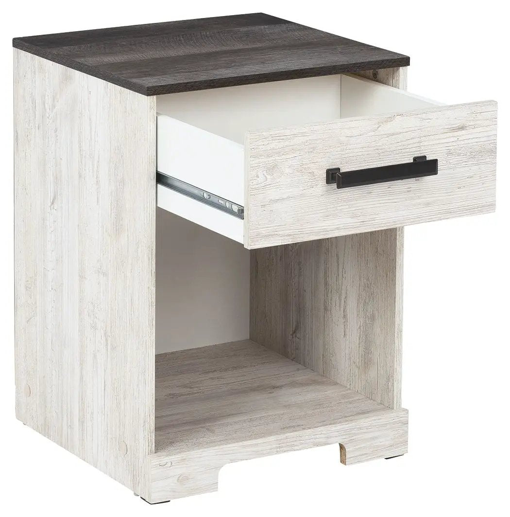 Shawburn - One Drawer Night Stand - Whitewash / Charcoal Gray by Unique Piece Furniture