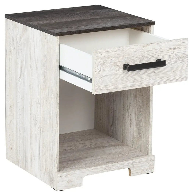 Shawburn - One Drawer Night Stand - Whitewash / Charcoal Gray by Unique Piece Furniture