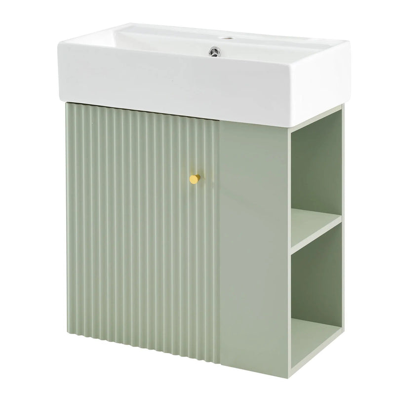 Modern Floating Bathroom Vanity With Ceramic Basin Perfect For Small Bathrooms by HouseOfZazla