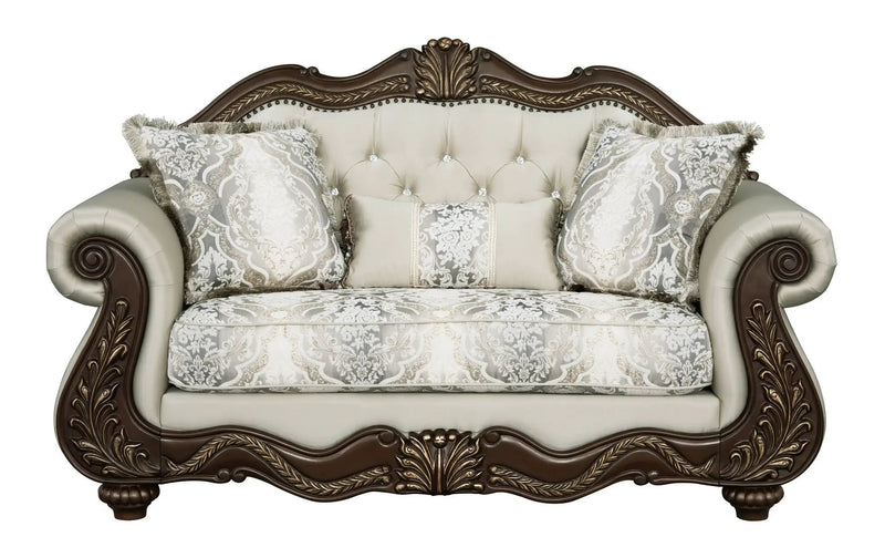 Pierce - Loveseat With 3 Pillows - Beige / Cherry by Unique Piece Furniture