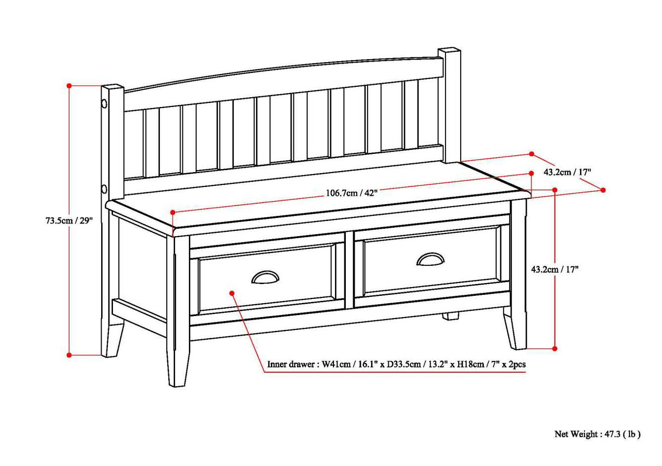Burlington - Entryway Storage Bench With Drawers by HouseOfZazla