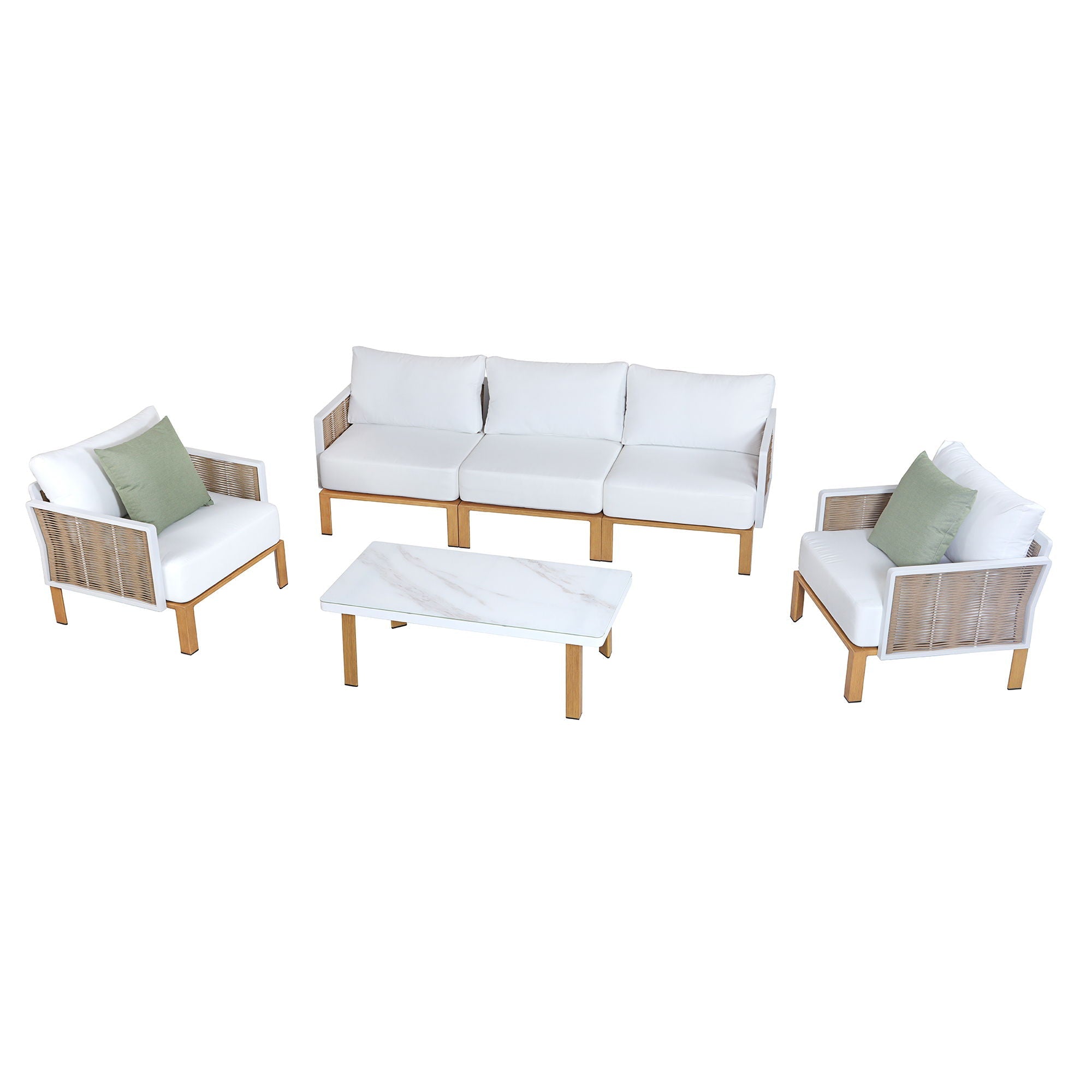 Vine - 4 Piece Outdoor Conversation Set - White by HouseOfZazla