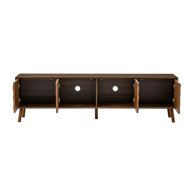 TV Stand With Soft Closing Hinges And Cable Management - Walnut by HouseOfZazla