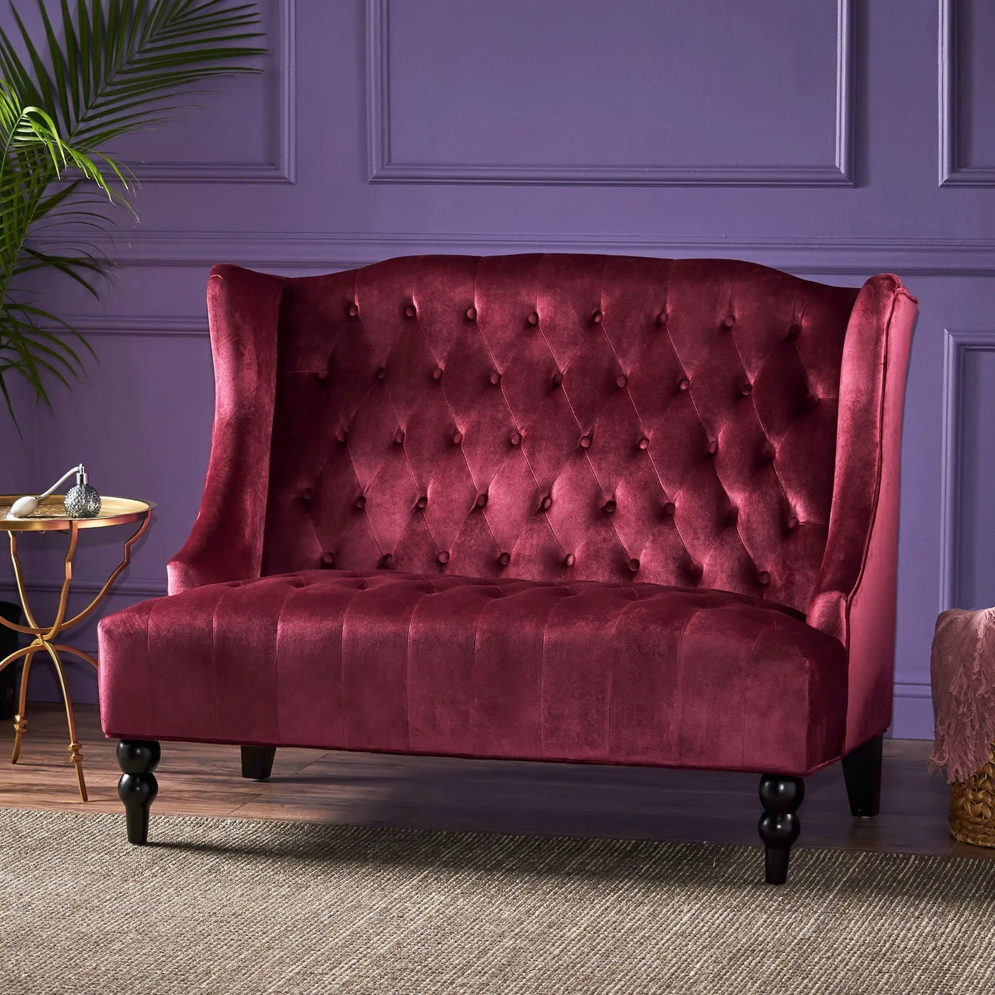 Nurturing Upholstered Loveseat With Wing Back And Diamond Tufting by HouseOfZazla