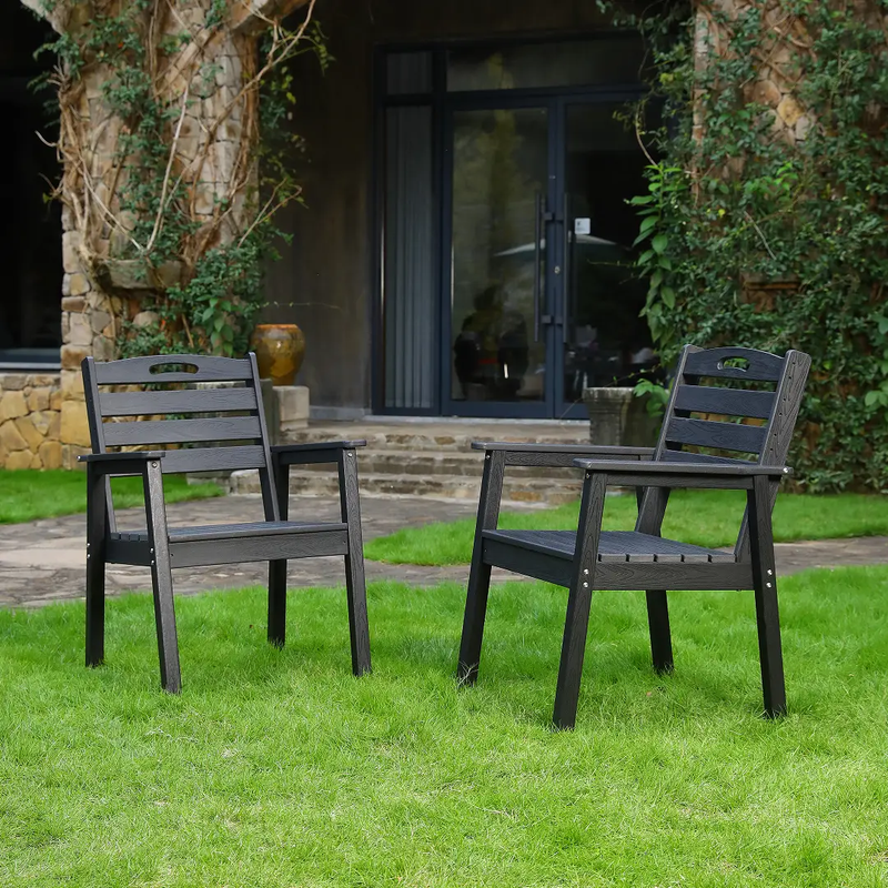 HDPE Outdoor Terrace Dining Chair Set of 2 - Black by HouseOfZazla