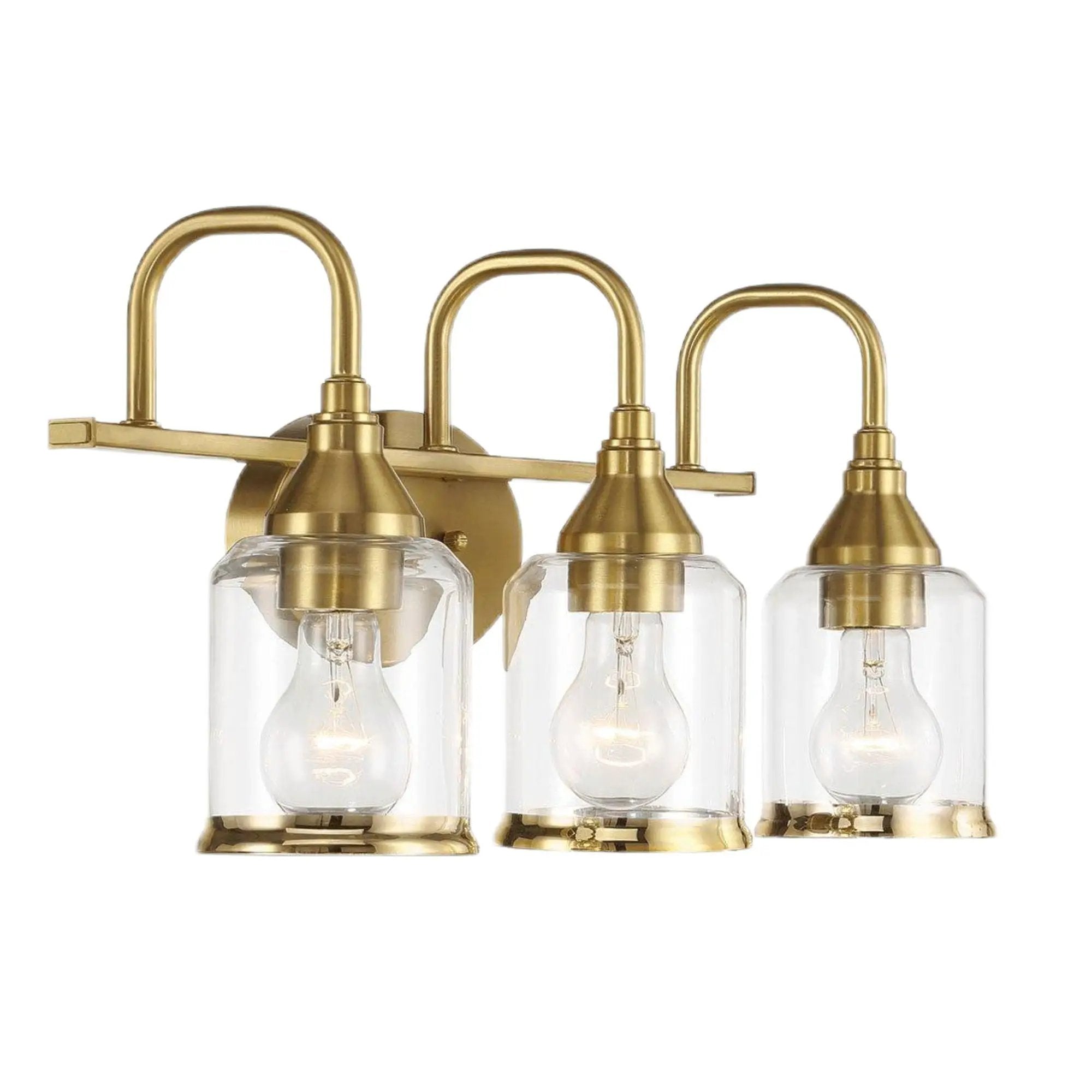 3 Lights Brush Vanity Light - Clear / Gold by HouseOfZazla