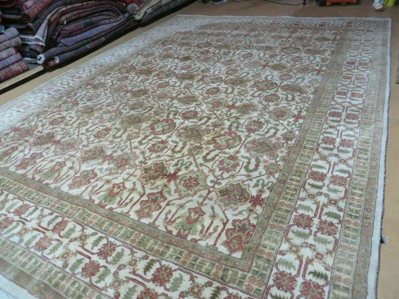 8' 5" X 12' Handmade India Agra Floral Oriental Wool Rug Tea Washed Carpet Nice by Jewel Rugs