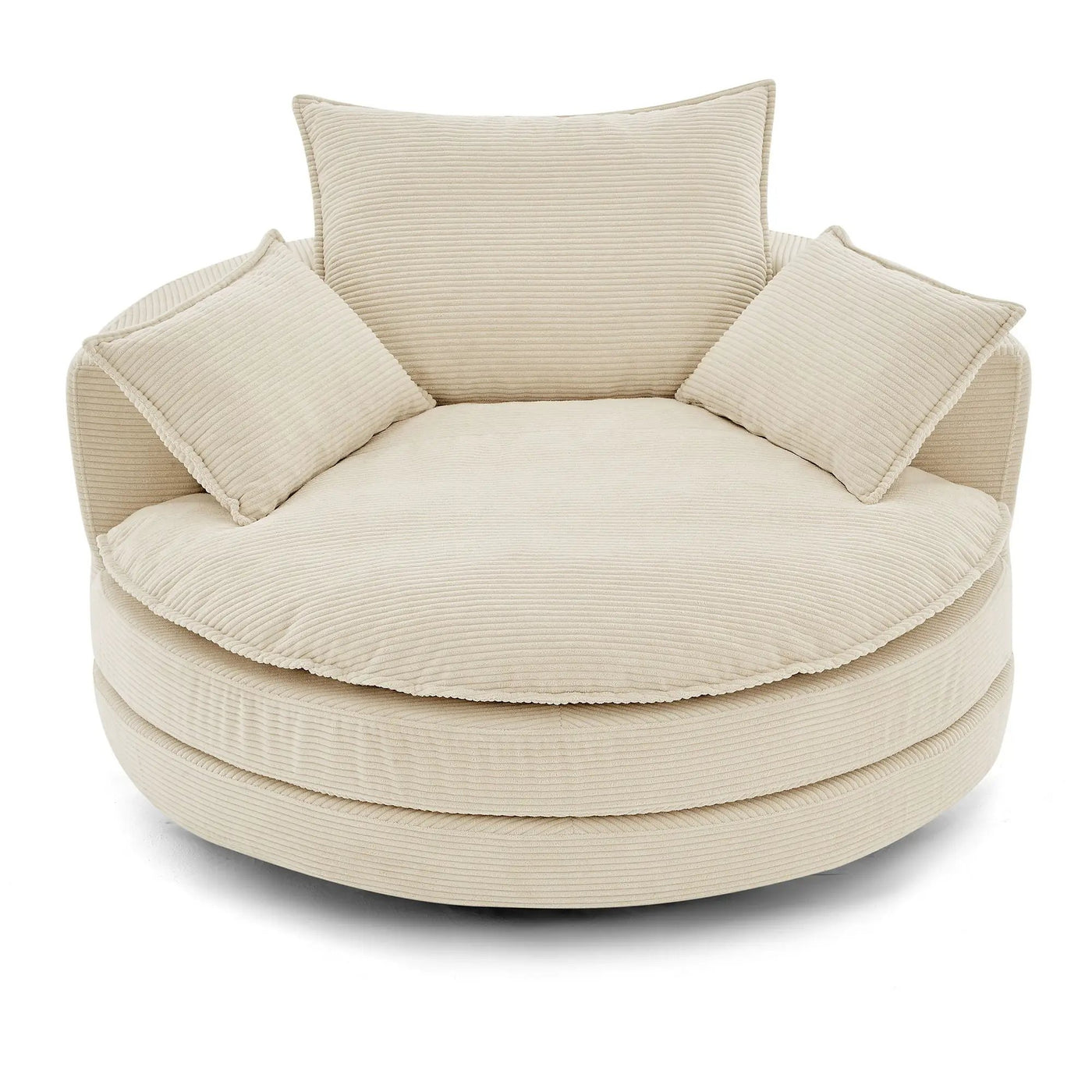360° Swivel Accent Barrel Chair With Dual Layer Cushion And 3 Removable Pillows by Unique Piece Furniture