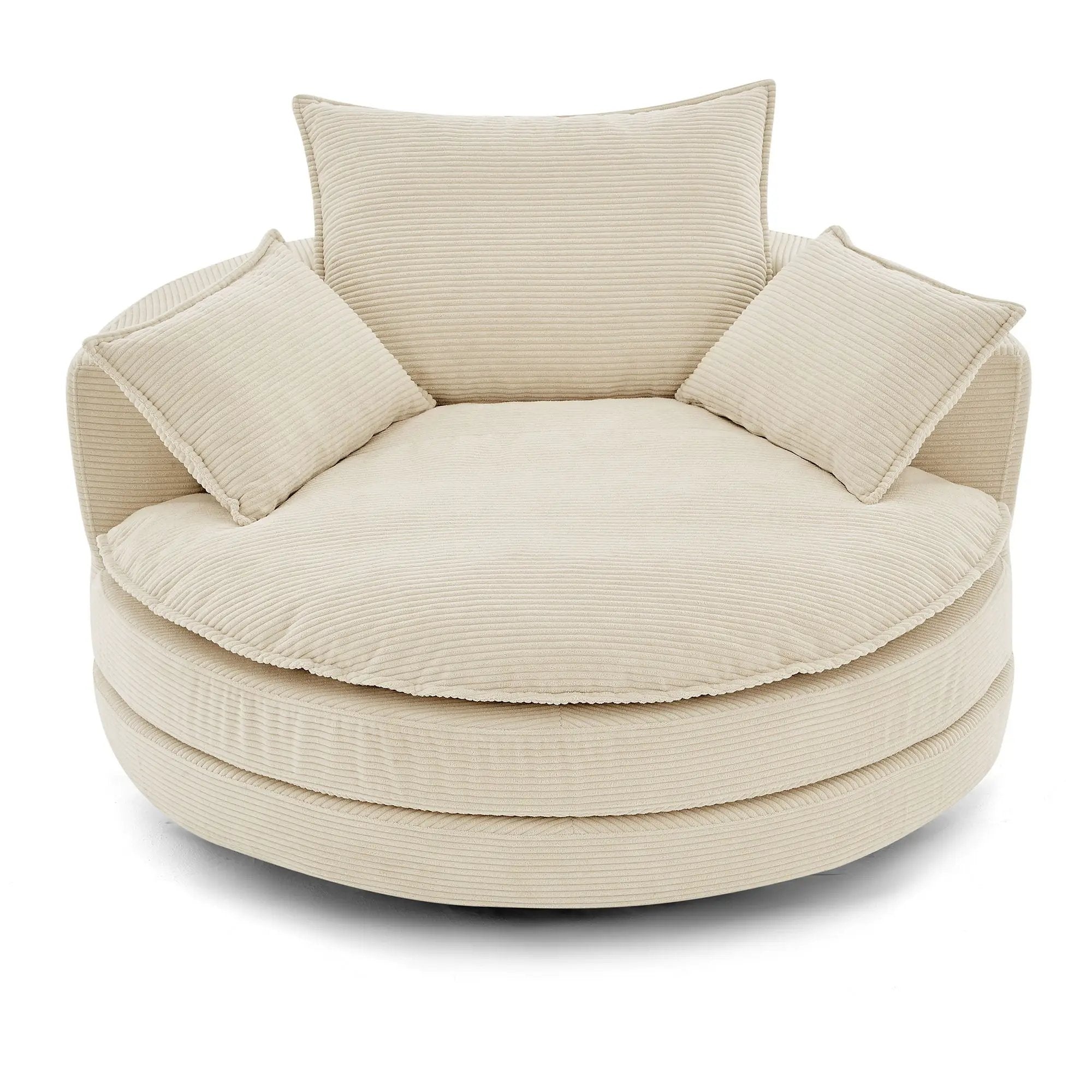 360° Swivel Accent Barrel Chair With Dual Layer Cushion And 3 Removable Pillows by Unique Piece Furniture