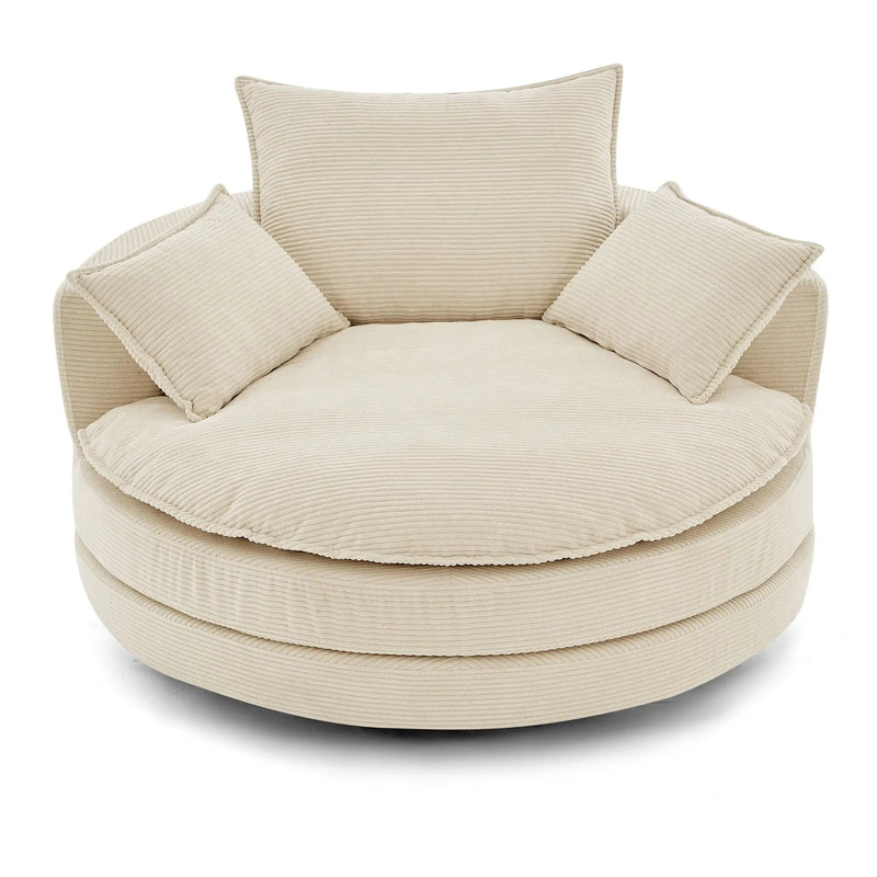 360° Swivel Accent Barrel Chair With Dual Layer Cushion And 3 Removable Pillows by HouseOfZazla