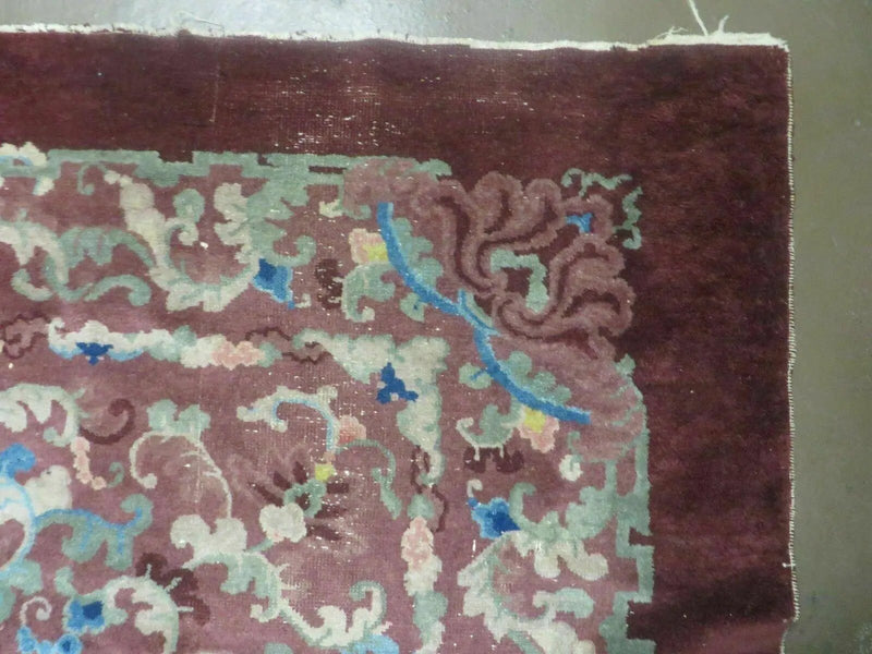 8' X 10' Vintage Handmade Chinese Art Deco Peking Nichols Wool Rug Flowers Nice by Jewel Rugs