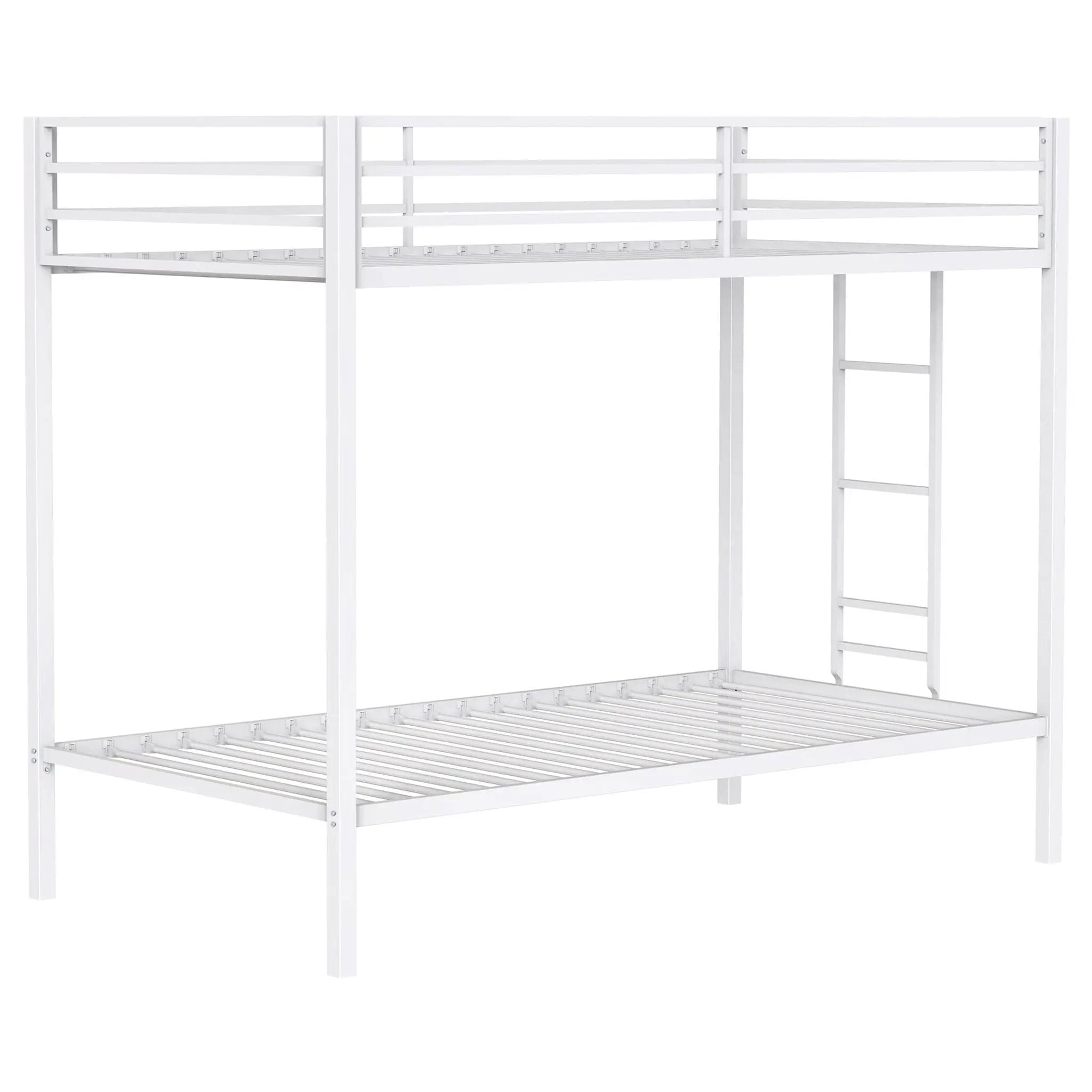 Alevera Metal Twin Over Twin Bunk Bed with Ladder White by Unique Piece Furniture