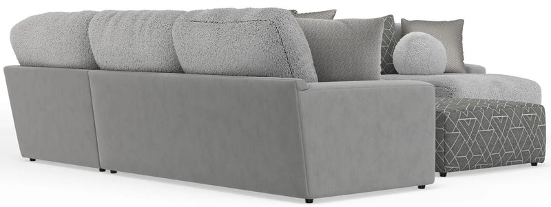 Canyon - 4 Piece Sectional With Cuddler Seat Cushions, Included Accent Pillows And Cocktail Ottoman (Right Side Facing Chaise) - Platinum by Unique Piece Furniture