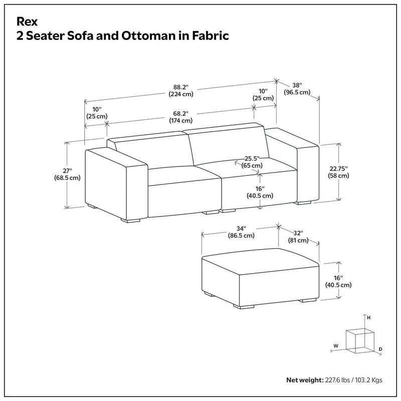 Rex - Handcrafted Sectional Sofa And Ottoman by HouseOfZazla