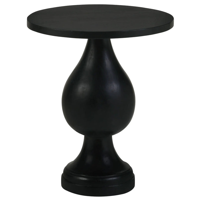 Dianella Round Pedestal Base Accent Side Table Black Stain by Unique Piece Furniture
