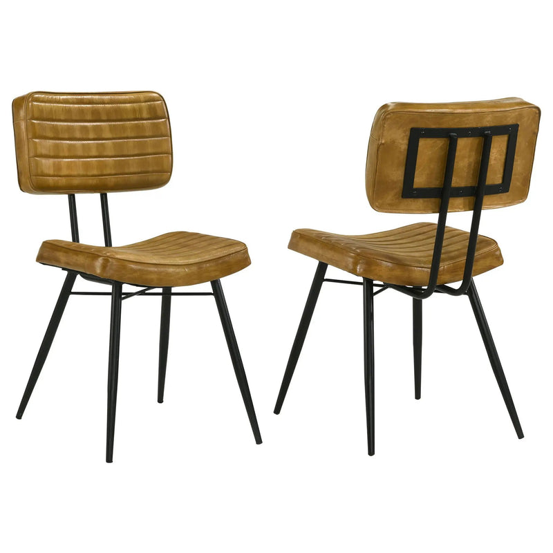 Tufted Side Chairs Upholstery And Tapered Legs (Set of 2) - Camel by HouseOfZazla