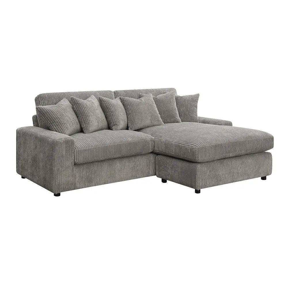 Tavia - Reversible Sectional Sofa With 6 Pillows - Gray Corduroy by Unique Piece Furniture