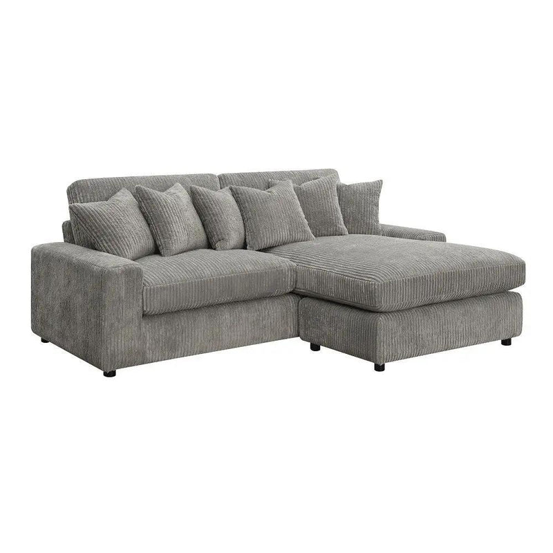 Tavia - Reversible Sectional Sofa With 6 Pillows - Gray Corduroy by Unique Piece Furniture