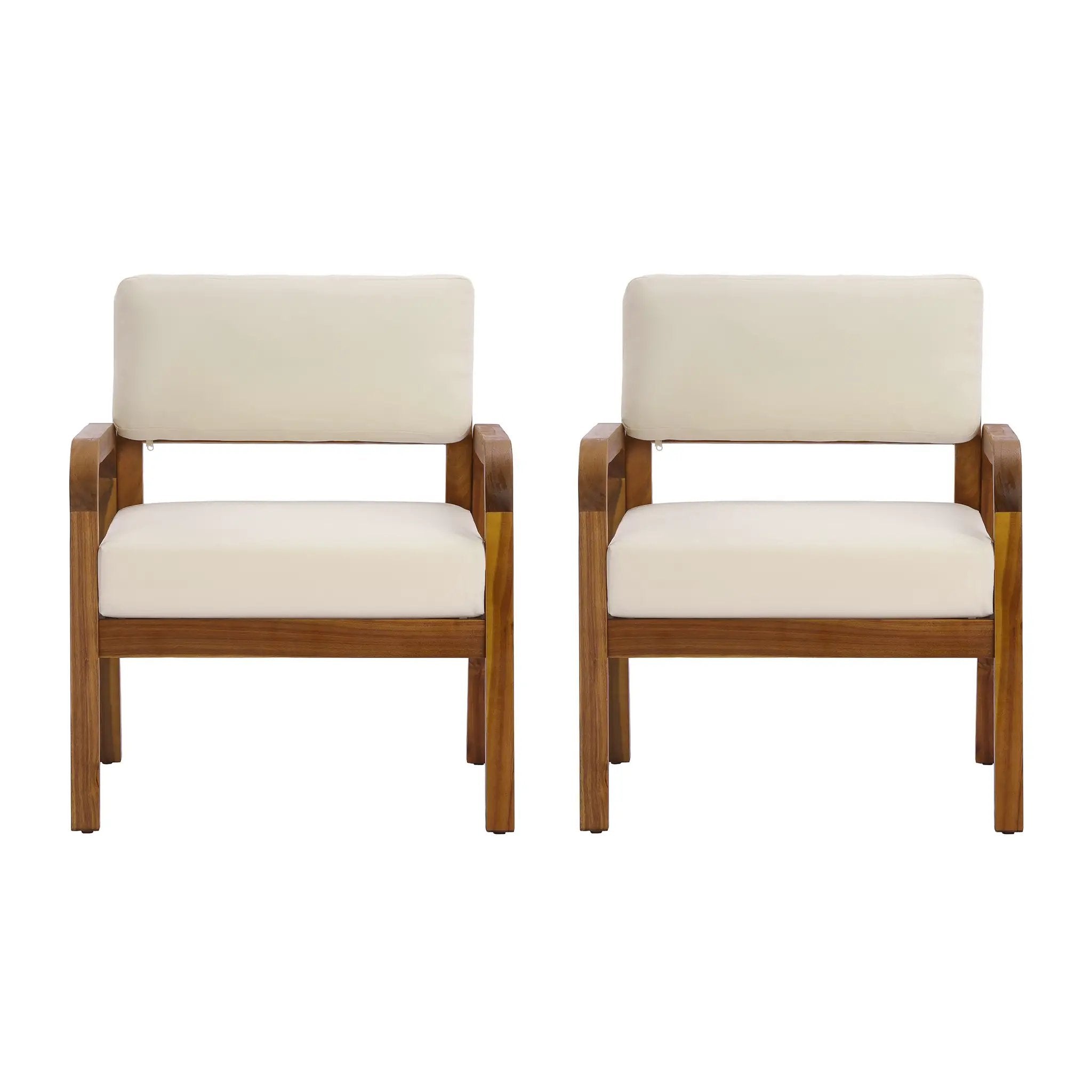 Outdoor Acacia Wood Armchair Set with Weather-Resistant Cushions by HouseOfZazla