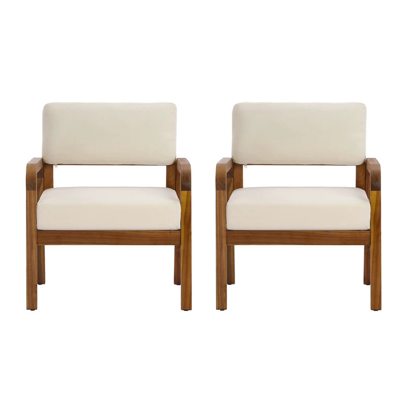 Outdoor Acacia Wood Armchair Set with Weather-Resistant Cushions by HouseOfZazla