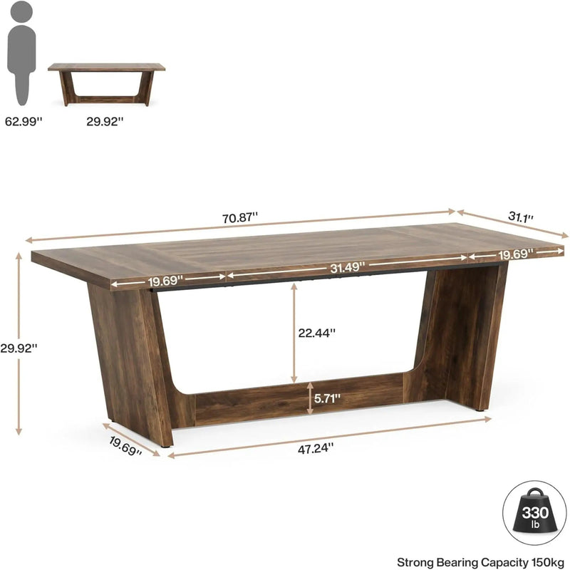 Executive Desk For Home Office, Computer Table With Pedestal, Large Writing Workstation - Brown by HouseOfZazla