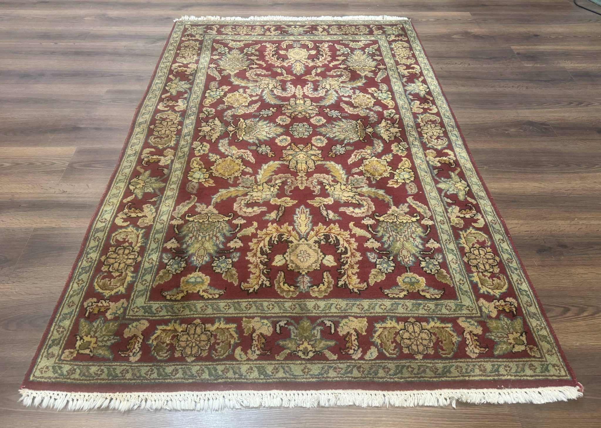 Indo Persian Mahal Rug 4x6, Floral Allover Pattern, Maroon by Jewel Rugs