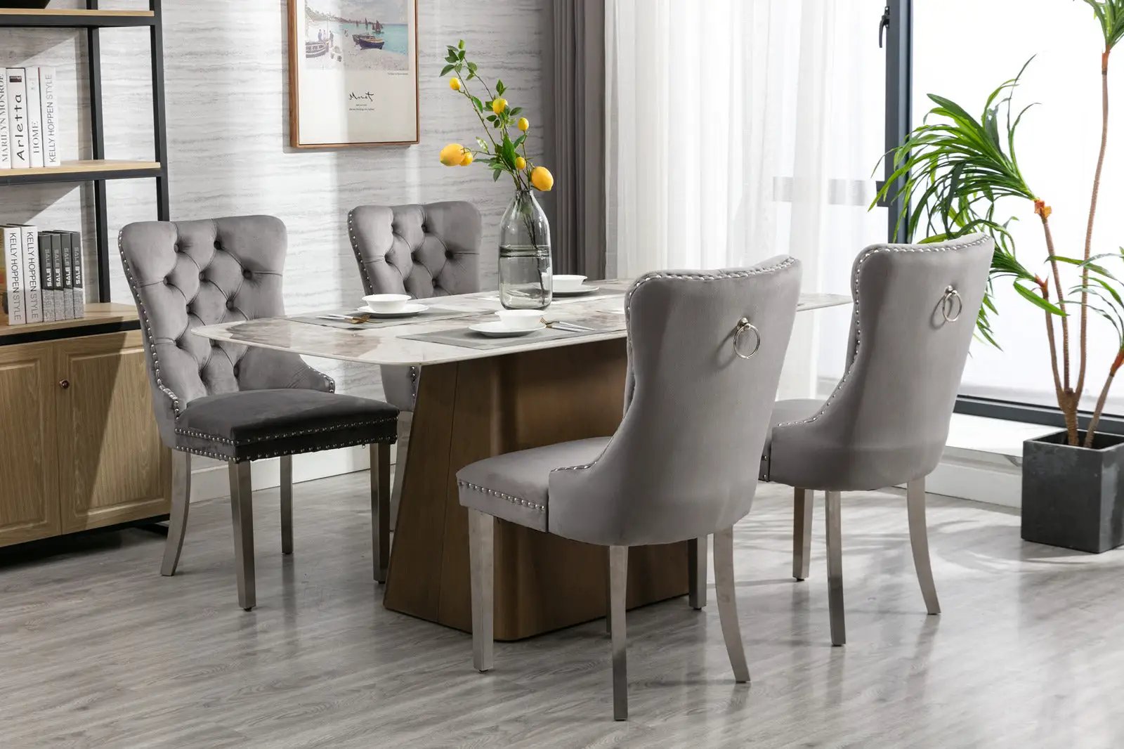 A&A Furniture Nikki Collection Modern Velvet Upholstered Dining Chairs - Set of 2 by HouseOfZazla