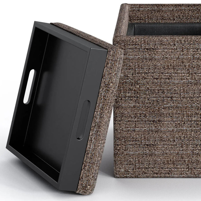 Rockwood - Upholstered Cube Storage Ottoman With Tray by HouseOfZazla