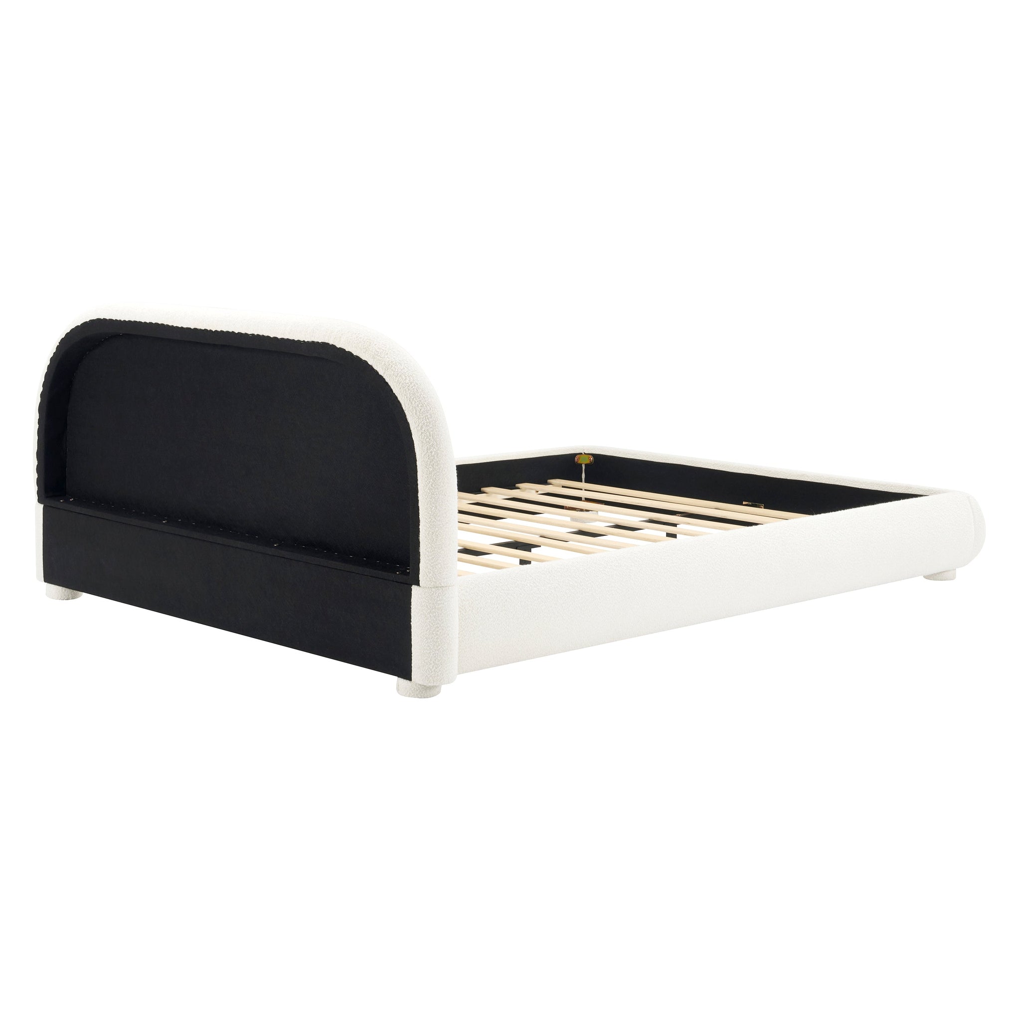 Cream Style Fabric Upholstered Bed, Simple Modern Bedroom Double Bed, Queen by HouseOfZazla