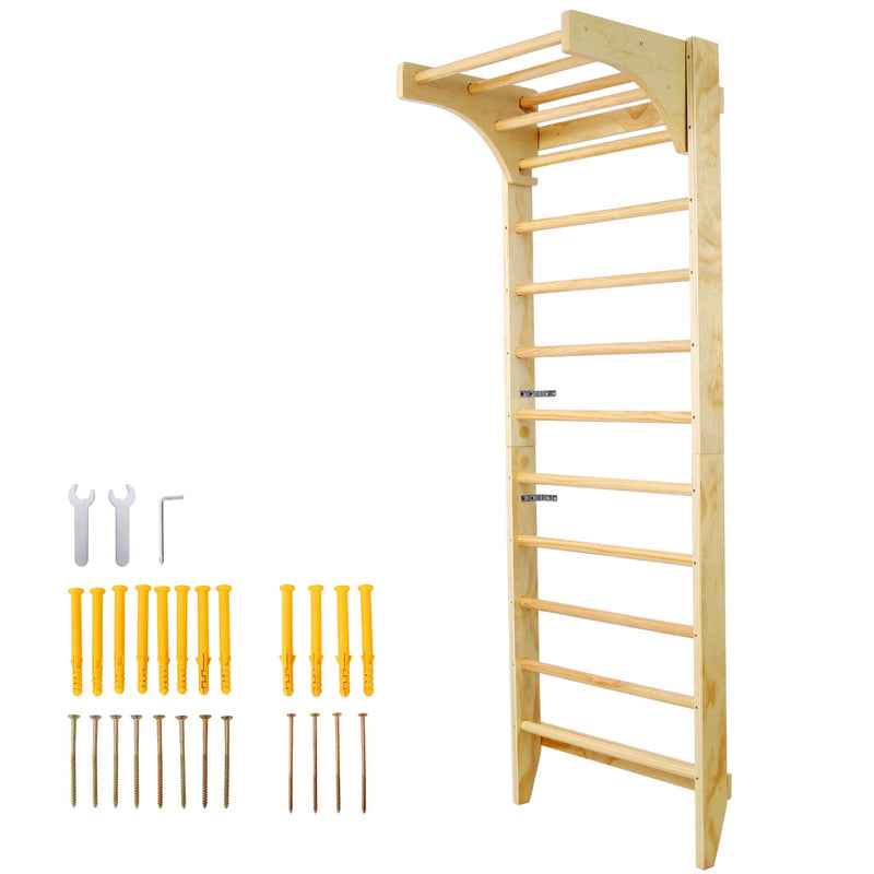 Swedish Ladder, Stall Bars Set For Physical Therapy & Gymnastics - Natural by HouseOfZazla